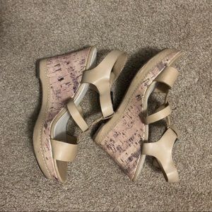Cream cork strappy wedges!